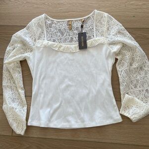 Boot Barn- Cream Lace Long Sleeve Blouse